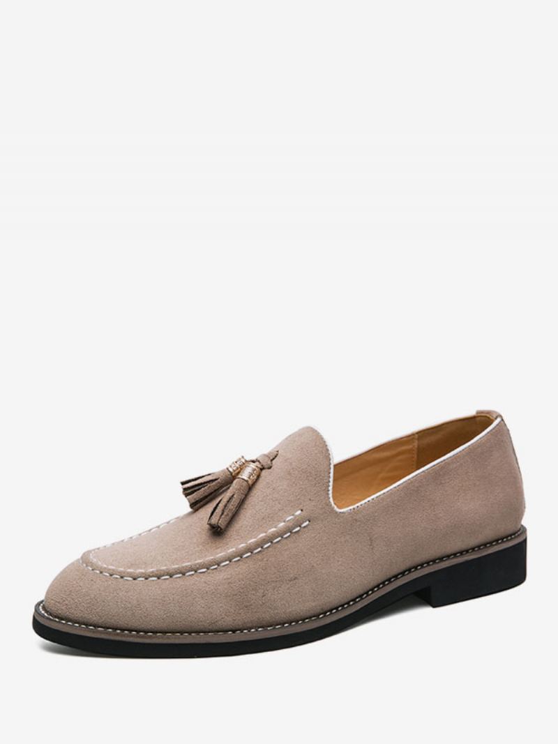 Loafer Sko For Menn Slip-on Pom Poms Rund Tå Pu-skinn - Beige