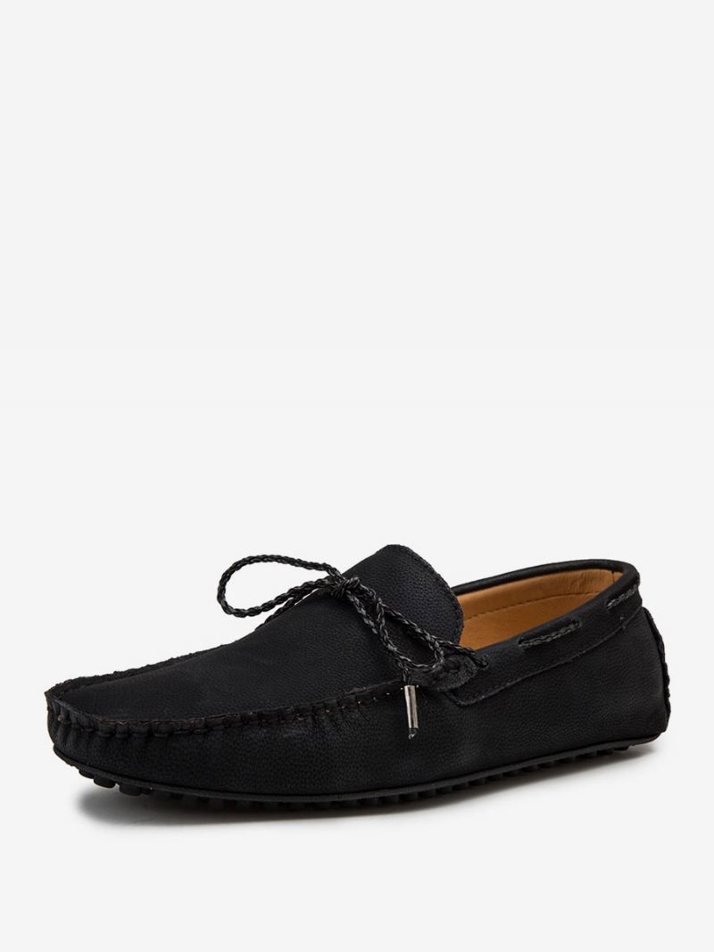 Loafer Sko For Menn Slip-on Rund Tå Pu-skinn - Sort