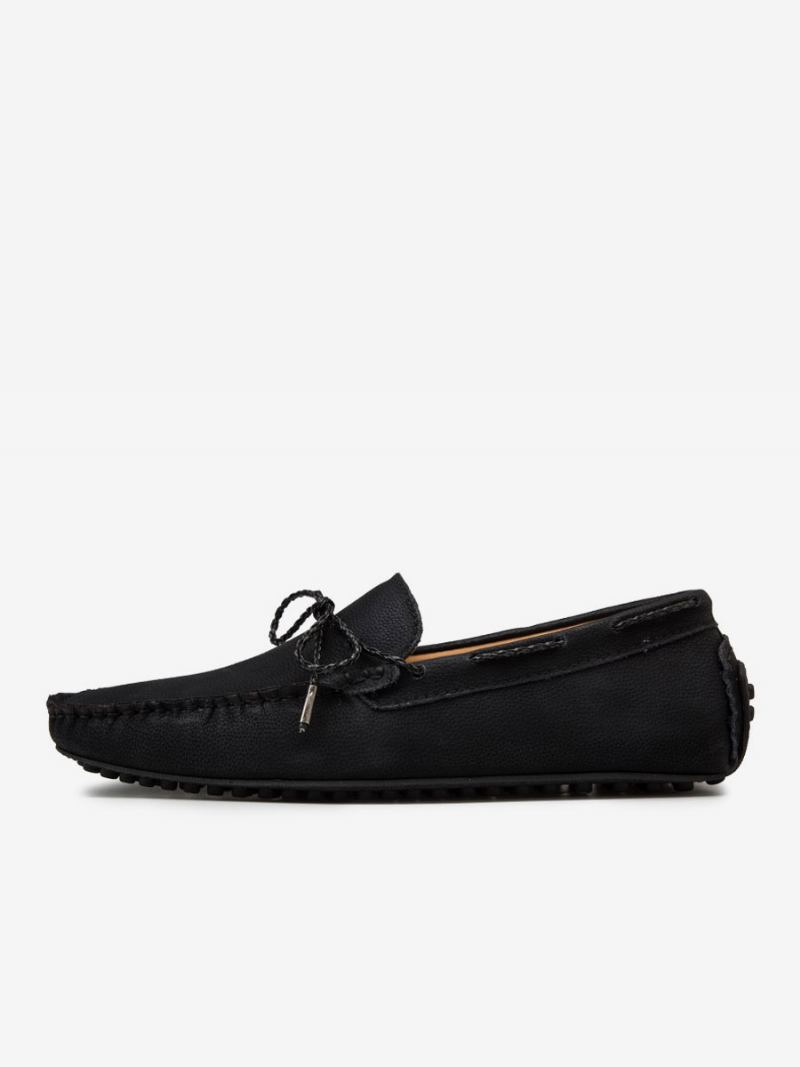 Loafer Sko For Menn Slip-on Rund Tå Pu-skinn - Sort