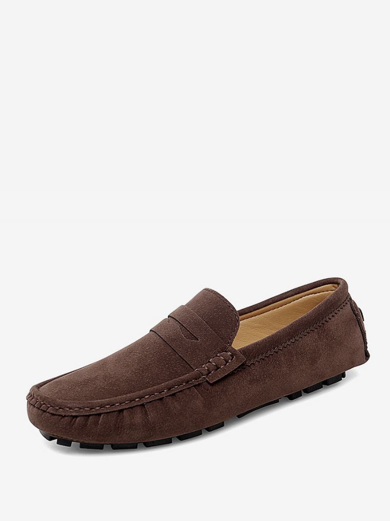 Loafer Sko Til Menn Rund Tå Slip-on Kjøresko - Kaffe Brun