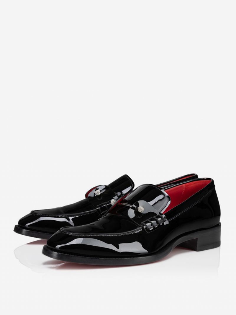 Loafer Slip-on Sko For Menn Patent Pu Øvre Spenne Prom Bryllupssko