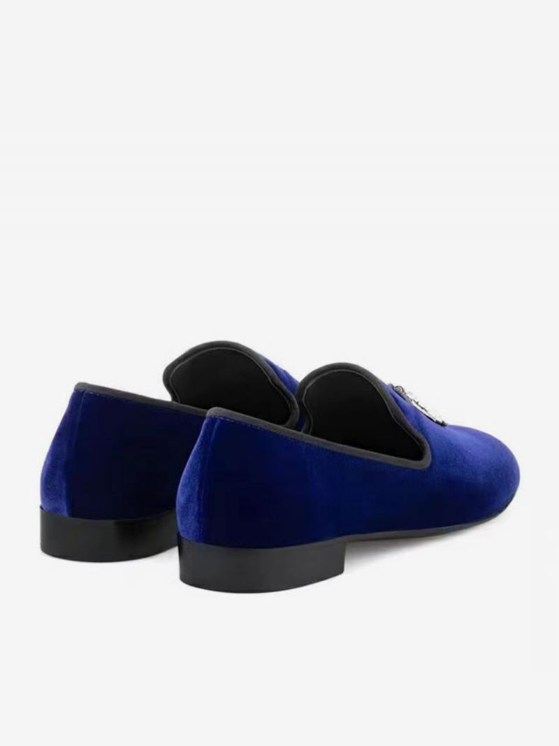 Loafers For Menn Svart Semsket Overdel Metall 'hai Tann Rund Toe Slip On Prom Party Bryllupssko - Blendende Blå