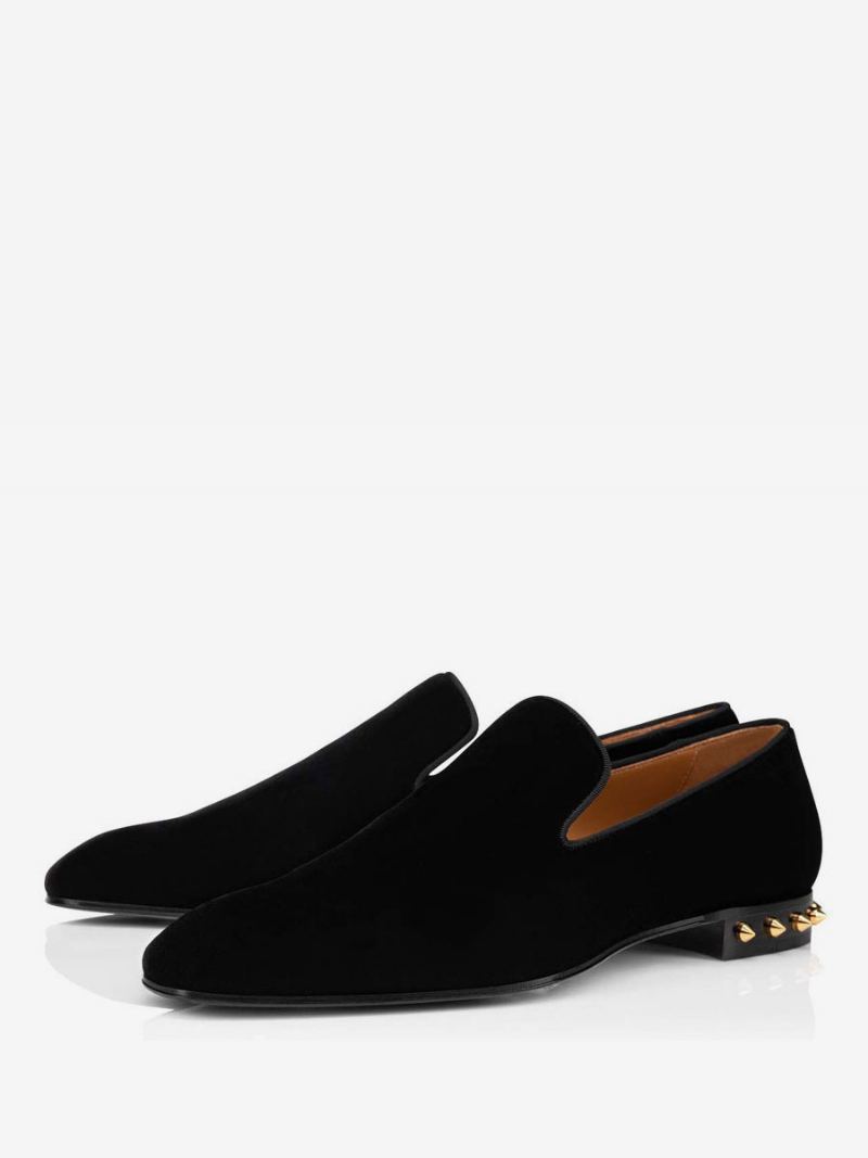 Loafers Med Pigghæl For Menn Slip On I Svarte Prom Party Bryllupssko