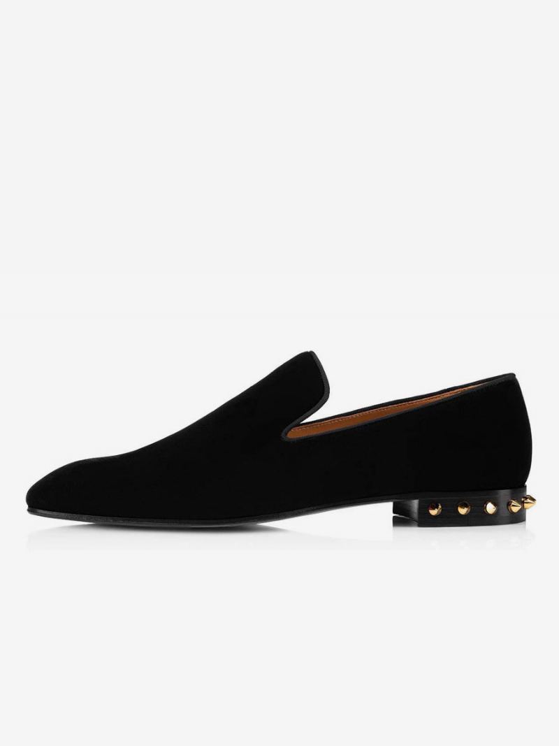 Loafers Med Pigghæl For Menn Slip On I Svarte Prom Party Bryllupssko - Svart