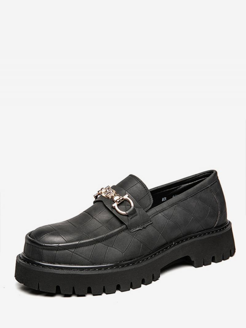 Menns Chunky Plattformsko Loafers For Menn Med Spenne - Sort