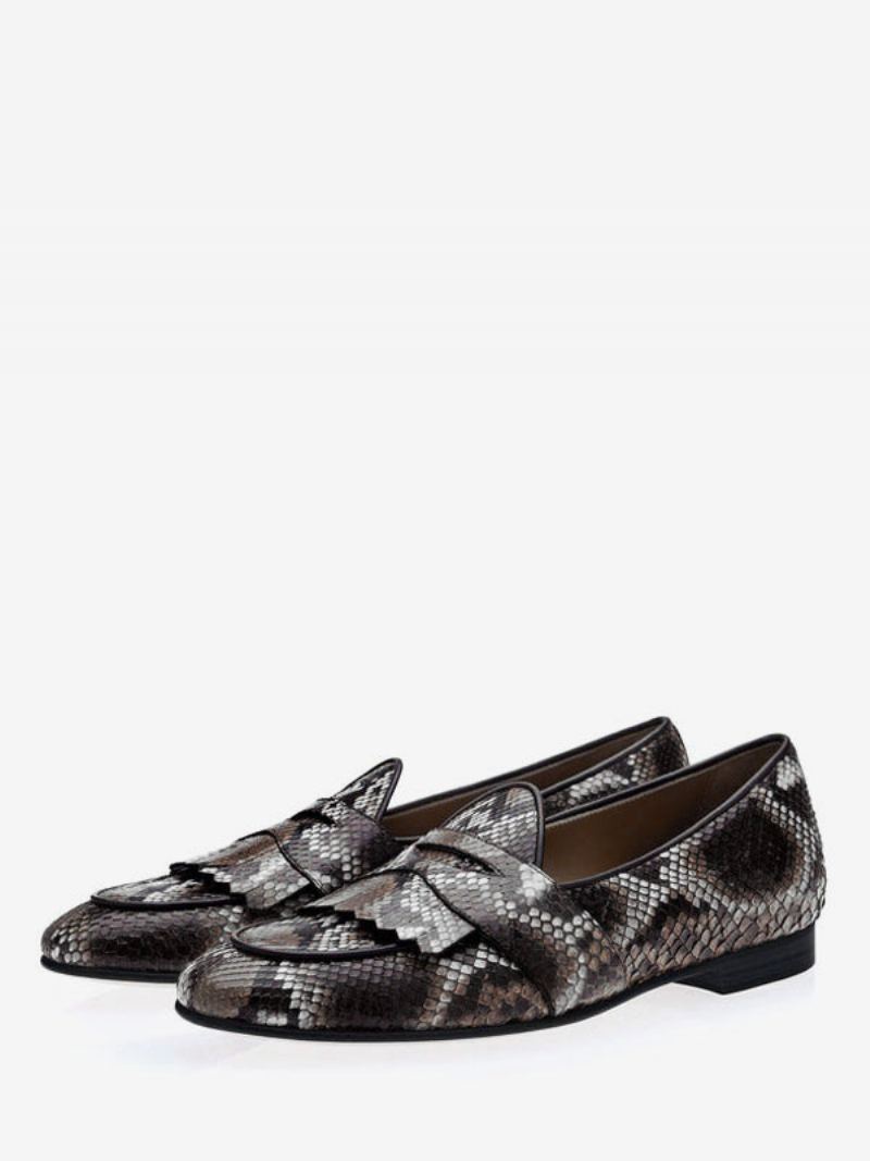 Menns Fringe Penny Loafers Prom Party Bryllupssko - Python