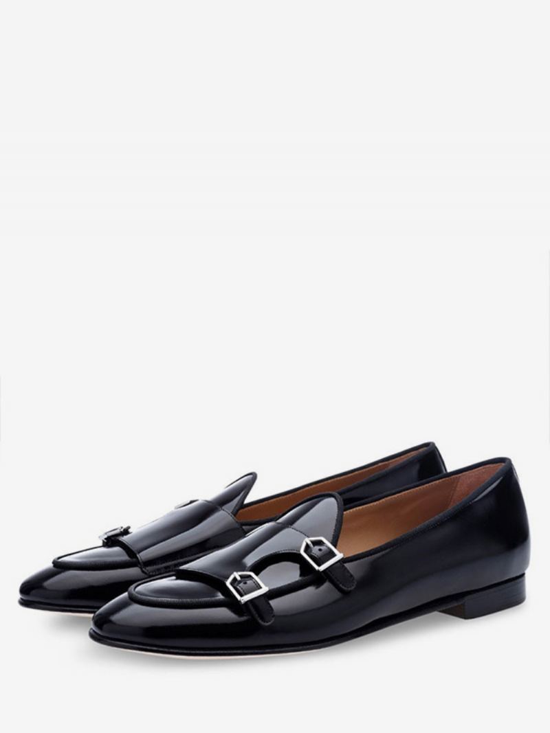 Menns Herre Black Monk Strap Dress Loafers Rund Toe Formelle Ball Party Sko