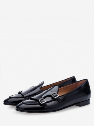 Menns Herre Black Monk Strap Dress Loafers Rund Toe Formelle Ball Party Sko