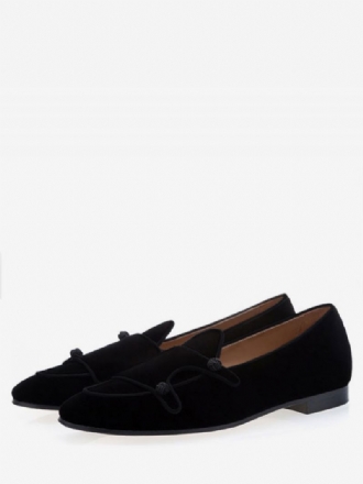 Menns Herre Black Velvet Monk Strap Loafers Rund Toe Prom Party Bryllupssko