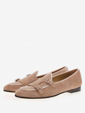 Menns Herre Khaki Semsket Monk Strap Loafers Kjole Prom Bryllup Sko