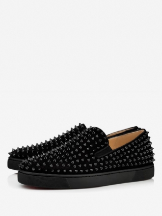 Menns Herre Svart Semsket Slip-on Spike Sneakers Prom Bryllupssko