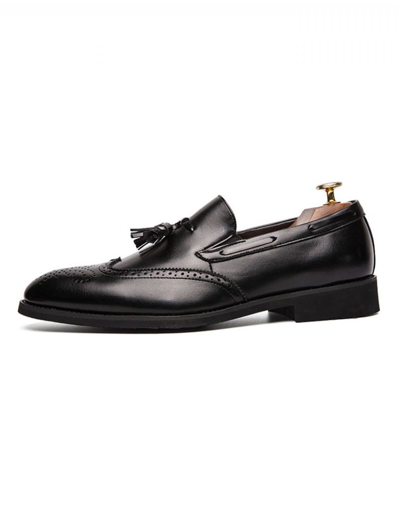 Menns Herre Svart Wingtip Loafer Slip-on Prom Party Bryllupssko Med Dusk - Sort