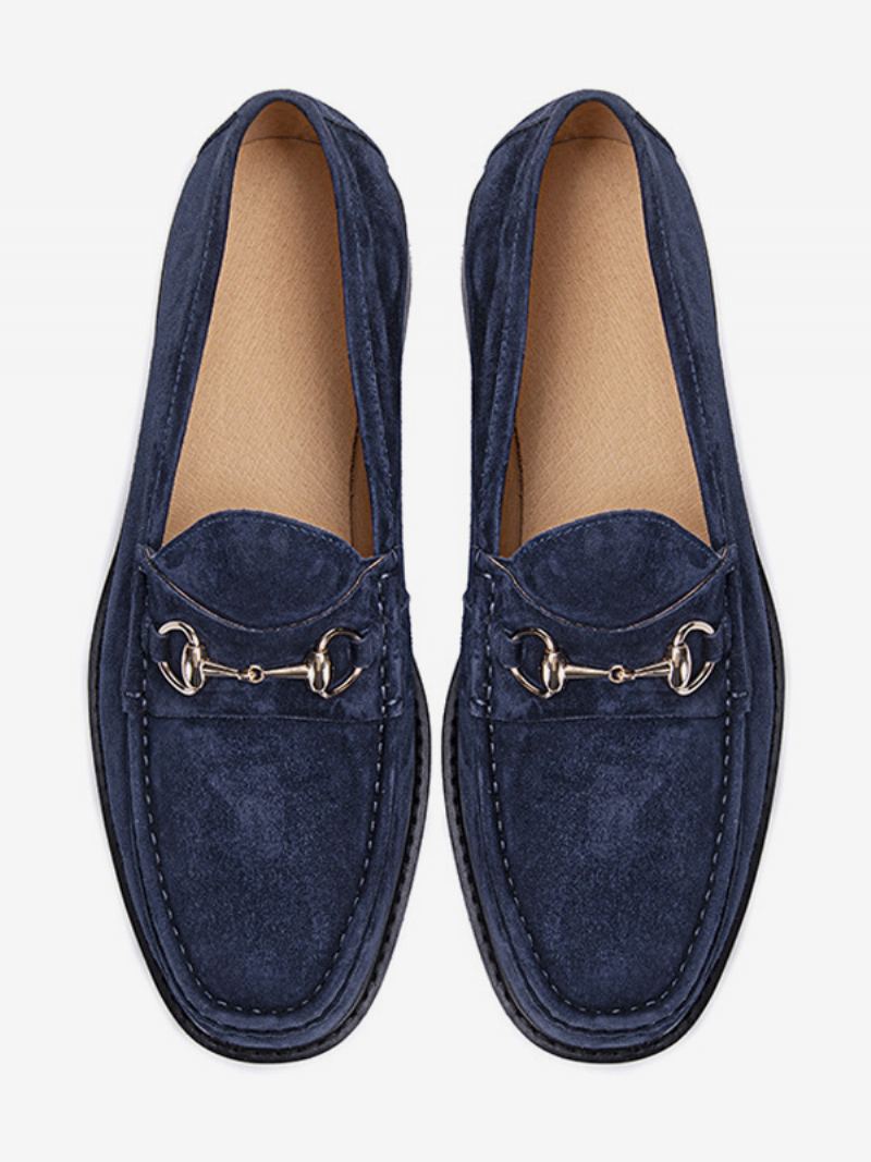 Menns Kid Skin Slip-on Loafer Sko Prom Bryllupssko - Blå