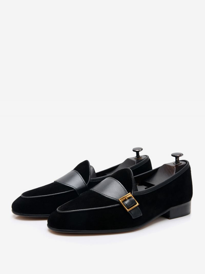 Menns Kuskinn Slip-on Loafer Prom Bryllupssko - Sort