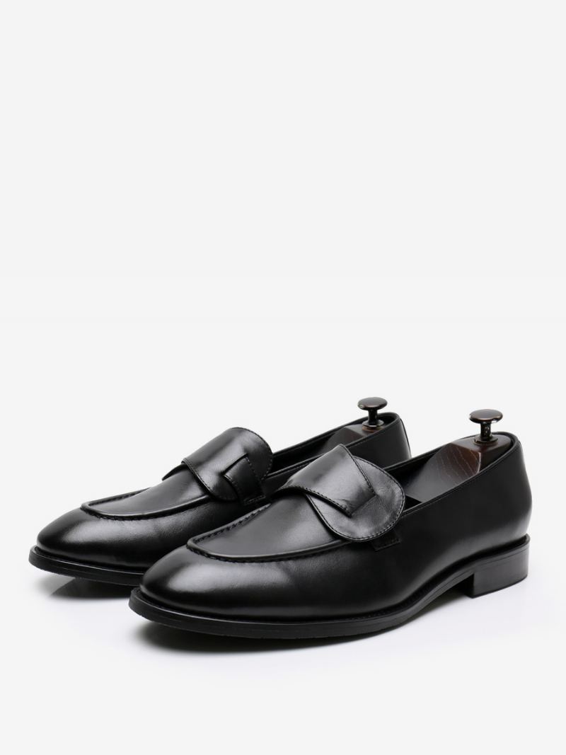 Menns Kuskinn Slip-on Loafer Semsket Prom Bryllupssko - Sort