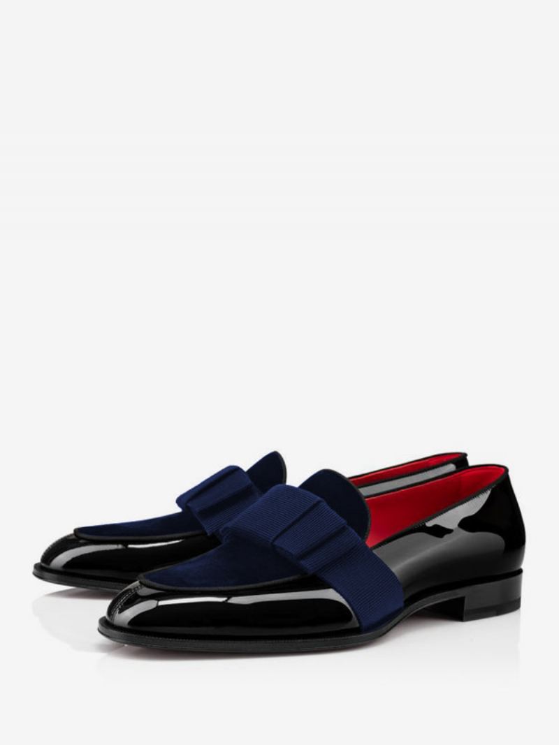 Menns Lakksløyfer Artwork Herre Loafer Sko Slip-on Prom Bryllupssko - Dyp Blå