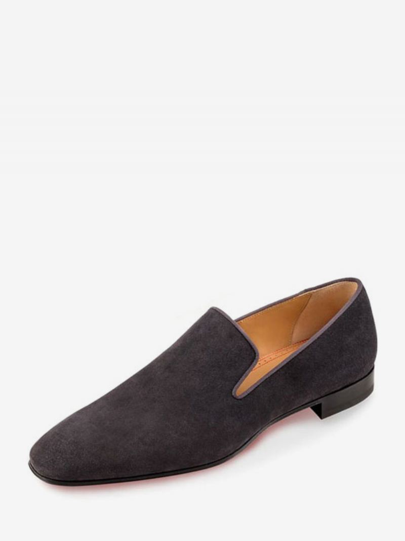 Menns Loafer Prom Party Bryllupssko Slip-on Square Toe Semsket Skinn - Grå