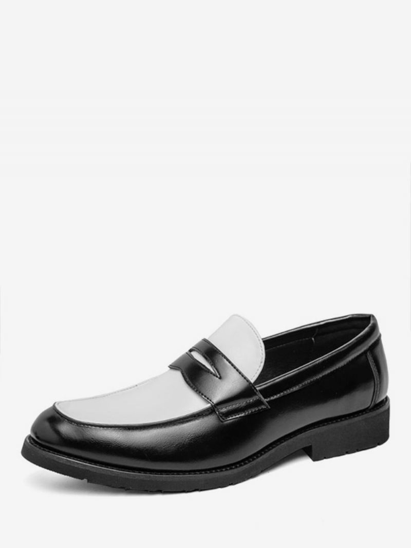 Menns Runde Tå Slip On Prom Party Bryllup Loafers - Sort