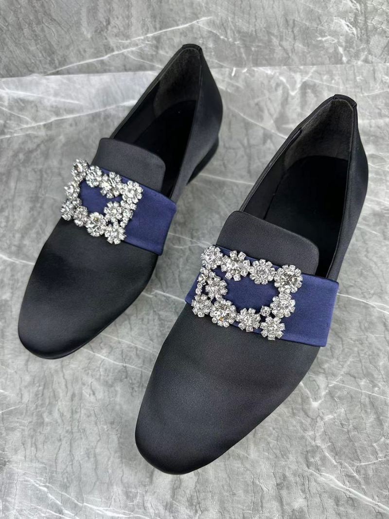 Menns Slip-on Rhinestones Rund Toe Satin Herre Loafer Sko