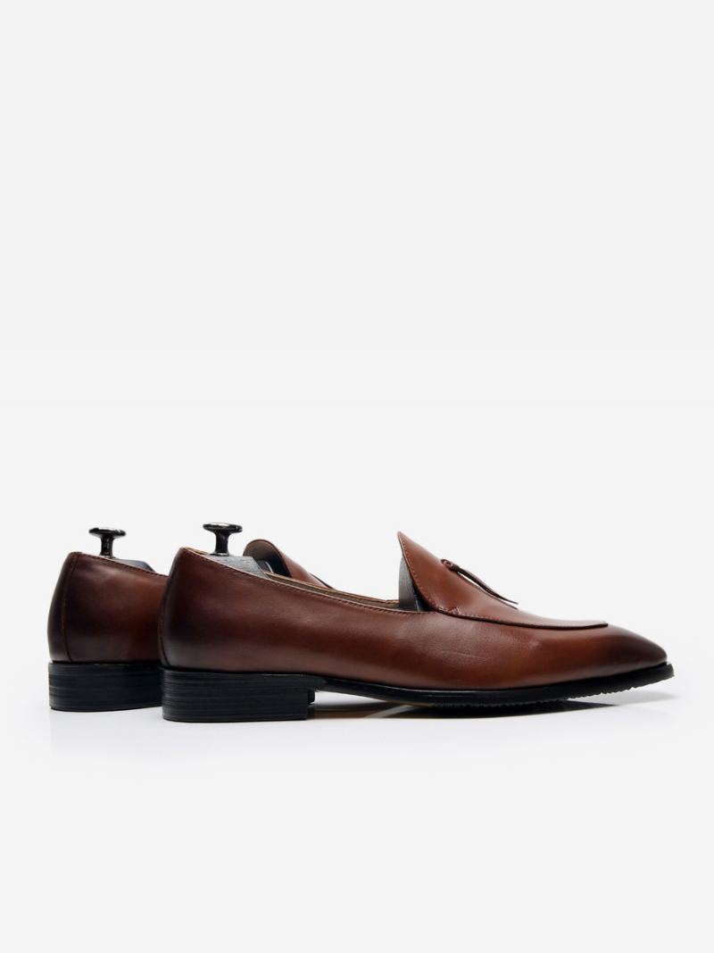 Menns Slip-on Rund Tå Kuskinn Herre Loafer Prom Bryllupssko - Kaffe Brun