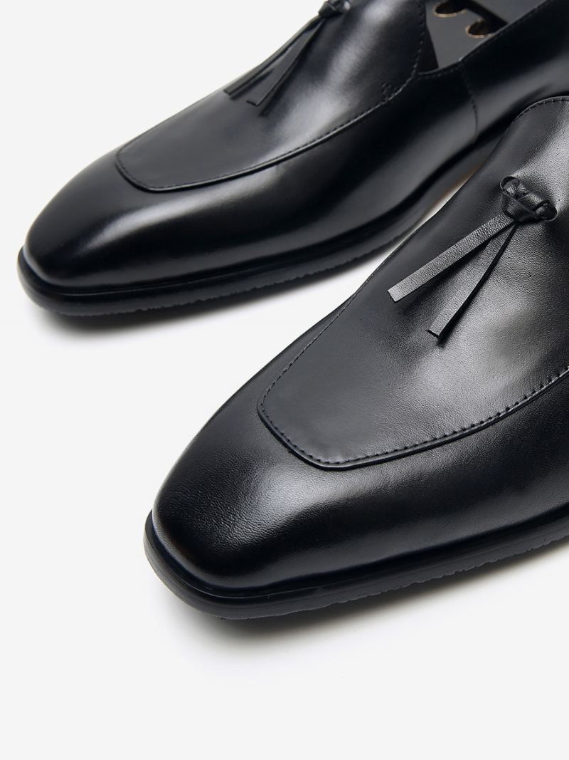 Menns Slip-on Rund Tå Kuskinn Herre Loafer Prom Bryllupssko - Sort