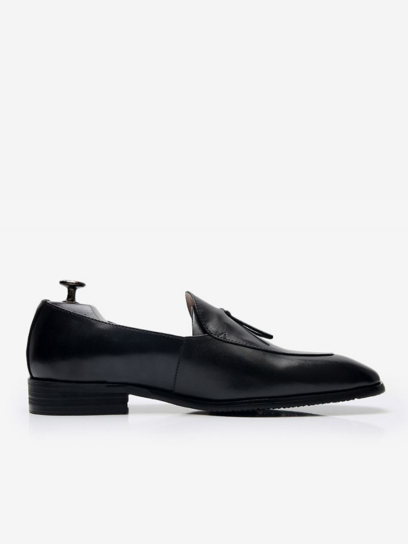 Menns Slip-on Rund Tå Kuskinn Herre Loafer Prom Bryllupssko - Sort