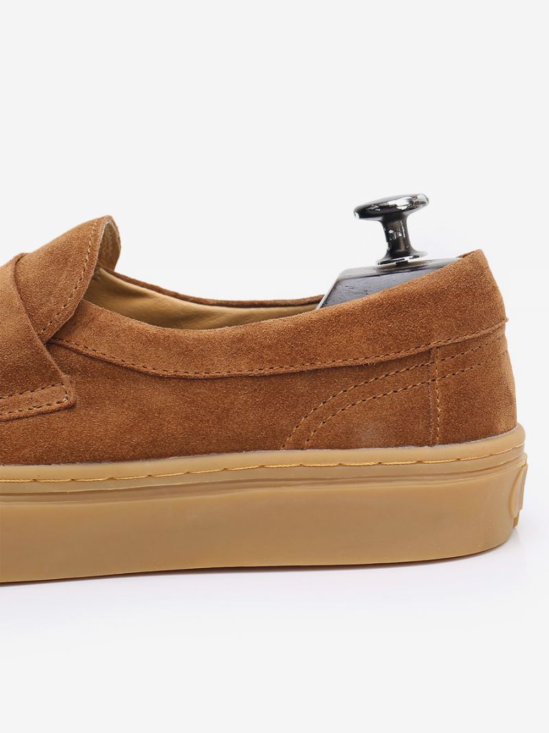 Menns Slip-on Rund Tå Kuskinn Loafer Sko - Kaffebrun