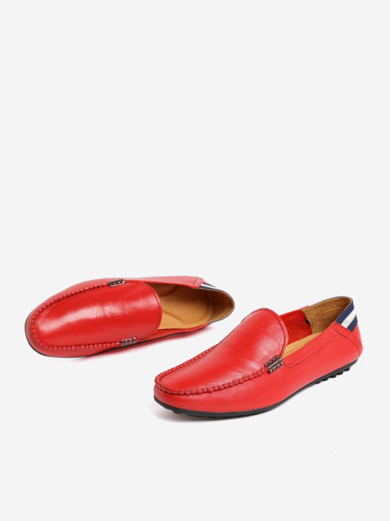 Menns Slip On Rund Toe Kuskinn Loafer Sko - Rød