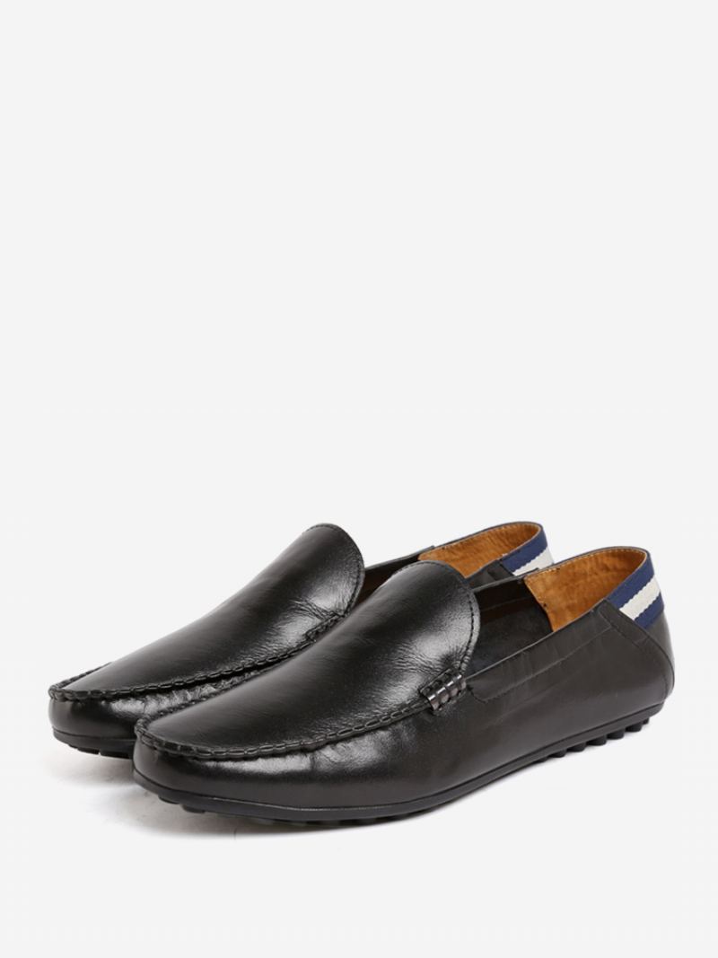 Menns Slip On Rund Toe Kuskinn Loafer Sko - Sort