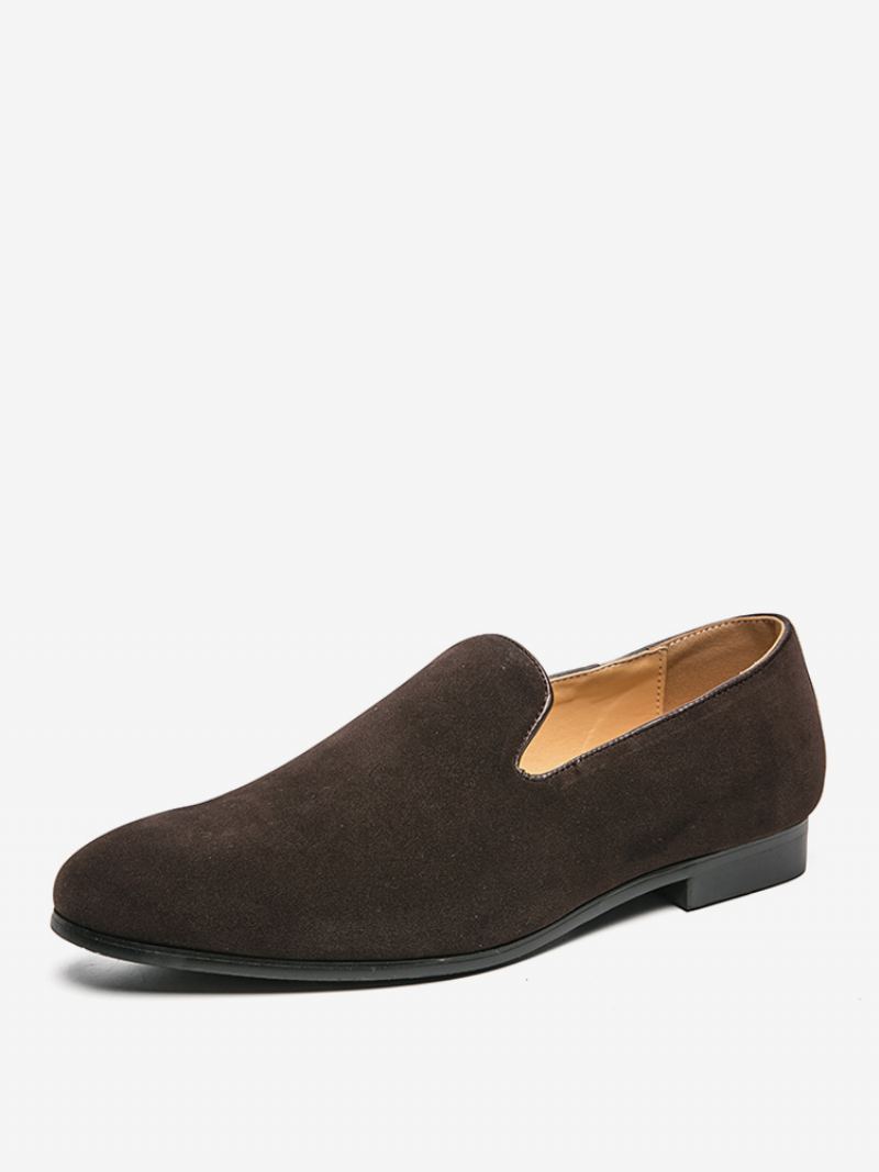 Men's Prom Pu Leather Slip-on Loafer Sko - Kaffe Brun