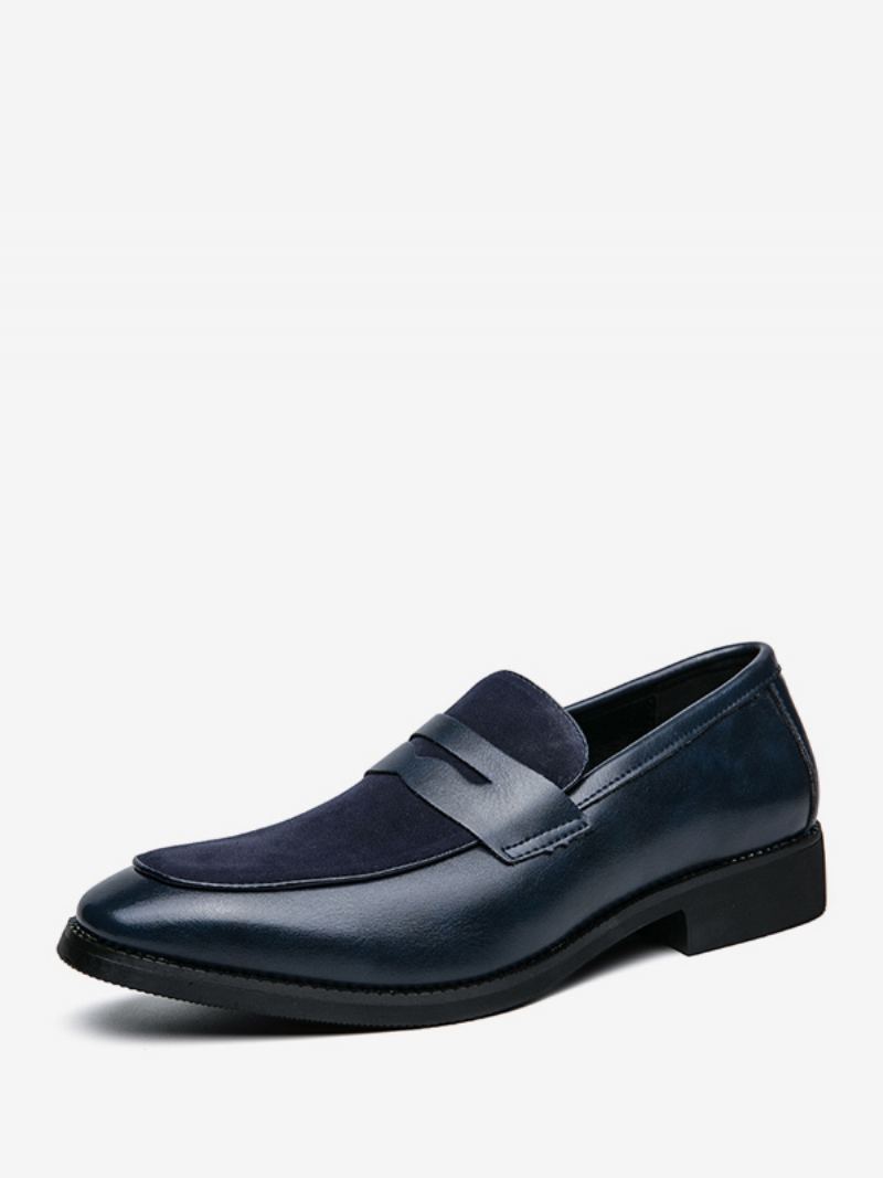 Men's Prom Pu Leather Slip-on Loafer Sko - Blå