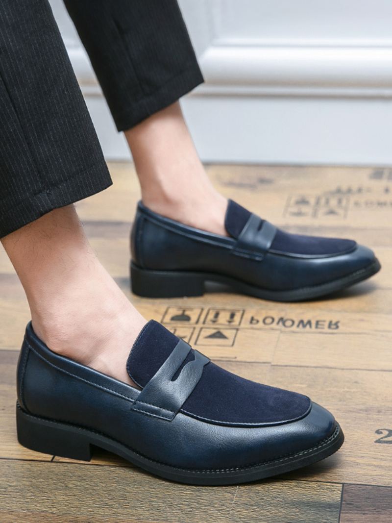 Men's Prom Pu Leather Slip-on Loafer Sko - Blå