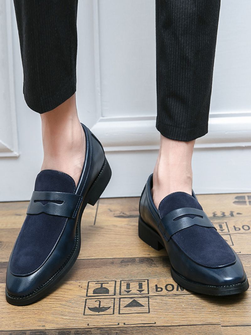 Men's Prom Pu Leather Slip-on Loafer Sko - Blå