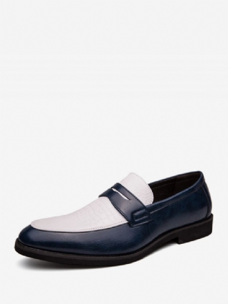 Penny Loafers For Menn Blå Rund Tå Slip-on Dress Groom Sko