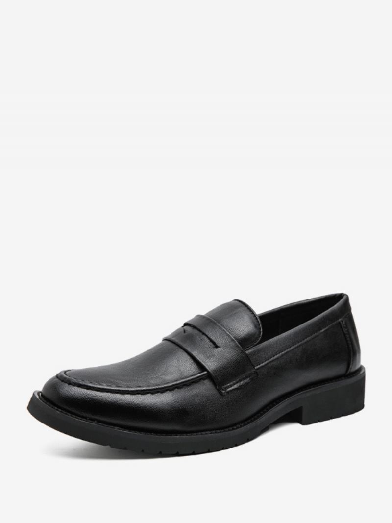 Prom Loafers Slip-on Rund Toe Pu Leather Loafer Sko