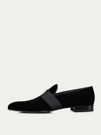 Rund Tå Semsket Skinn For Menn Slip On Grosgrain Stropp Over Vamp Prom Party Bryllup Loafers