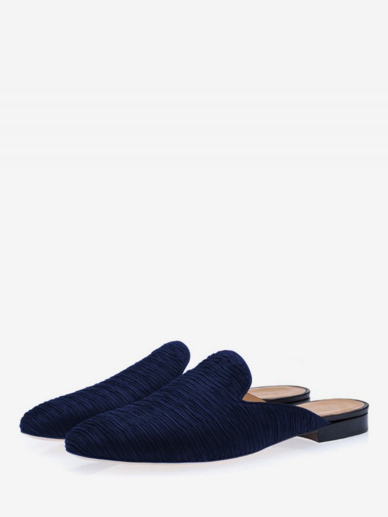 Slip-on Artwork Rund Toe Elastisk Stoff Loafer Sko For Menn - Mørk Marine