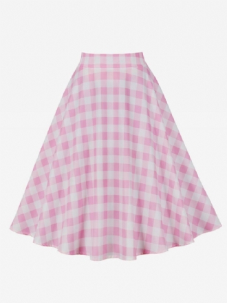 Barbie Rosa Gingham-skjørt Rutet Midt-legglengde Dameunderdel