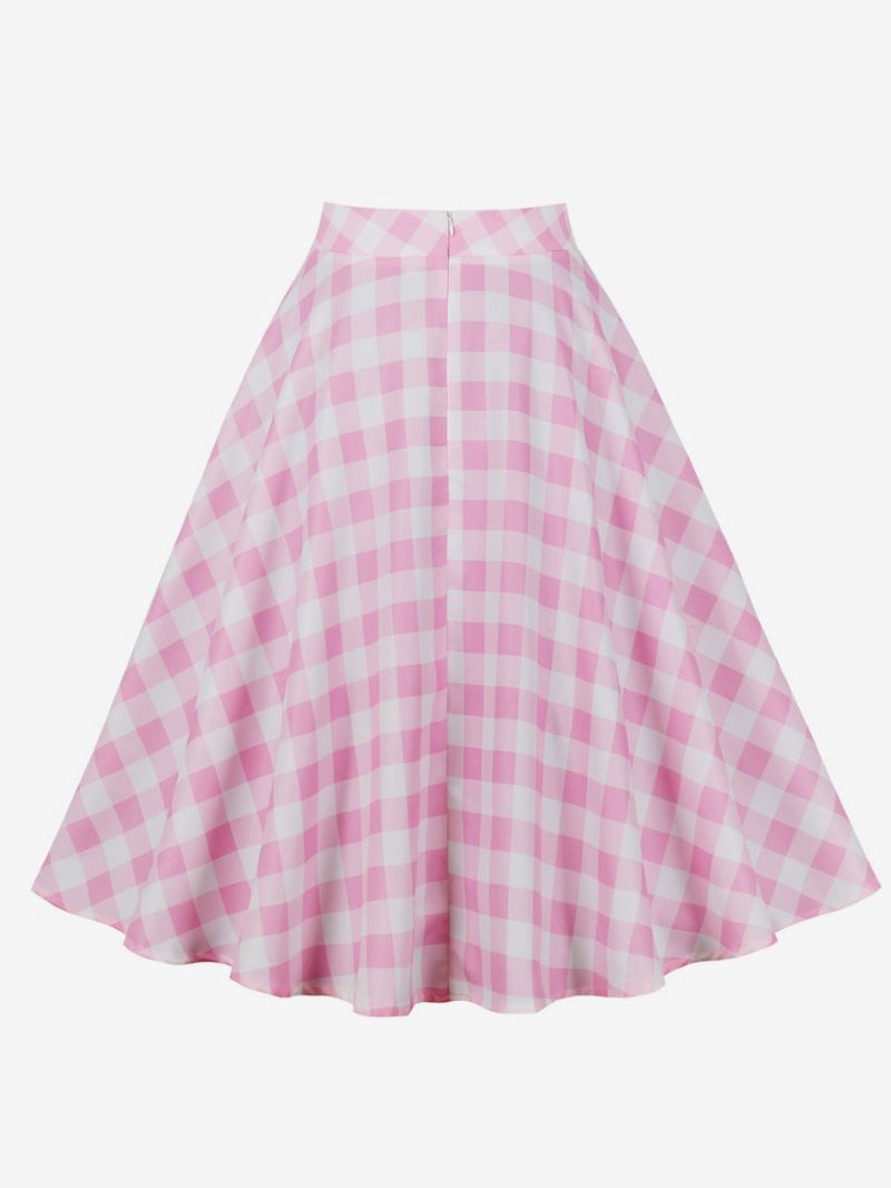 Barbie Rosa Gingham-skjørt Rutet Midt-legglengde Dameunderdel - Rosa