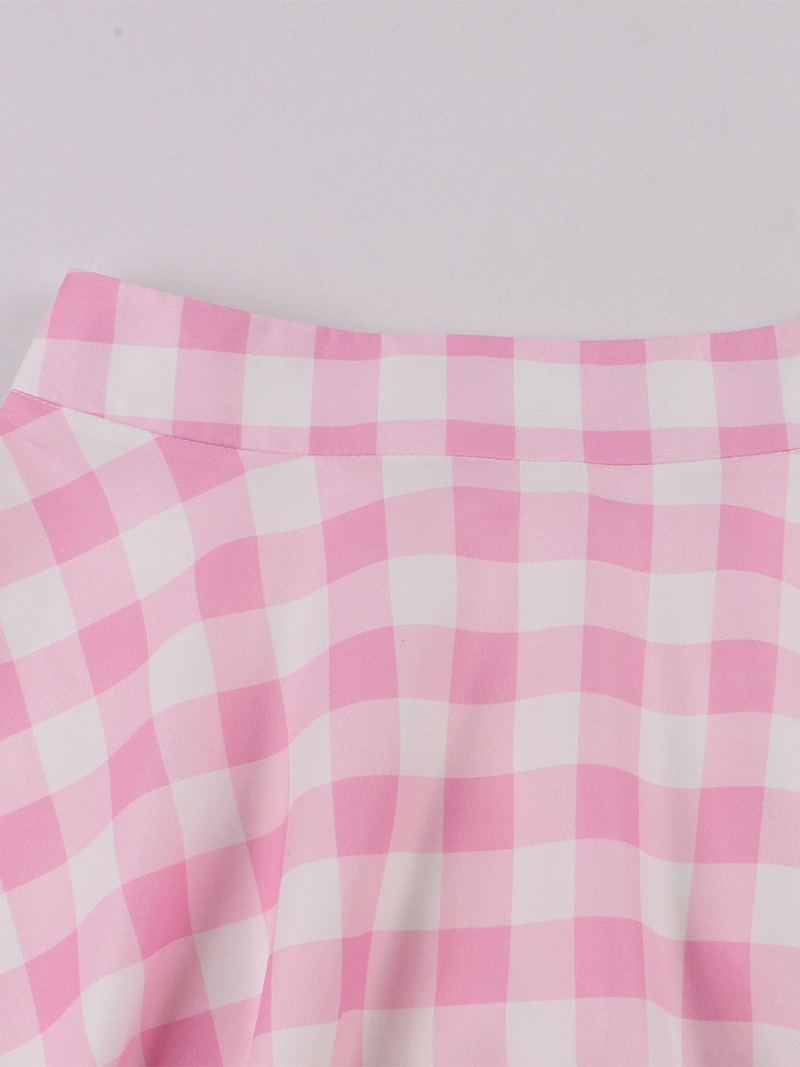 Barbie Rosa Gingham-skjørt Rutet Midt-legglengde Dameunderdel - Rosa