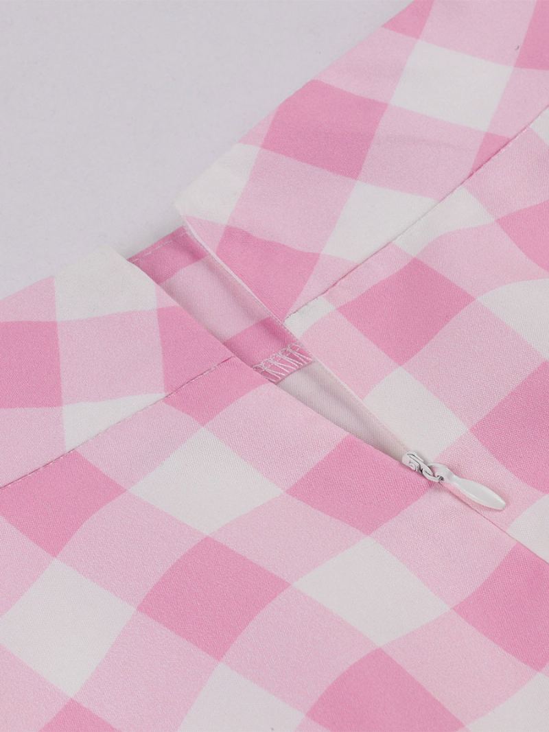 Barbie Rosa Gingham-skjørt Rutet Midt-legglengde Dameunderdel - Rosa