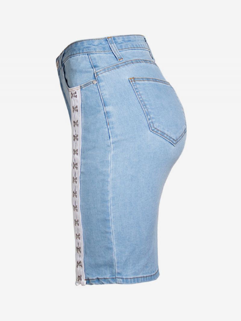 Skjørt Svart Polyester Hevet Midje Chic Cabriolet Fall Short Dameunderdel - Lys Himmelblå