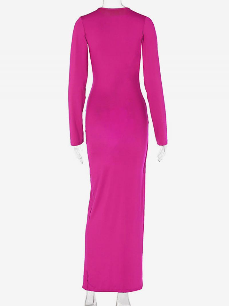 Bodycon-kjoler For Kvinner Plunge High-spal Party Sexy Maxi Sheath Dress - Rose