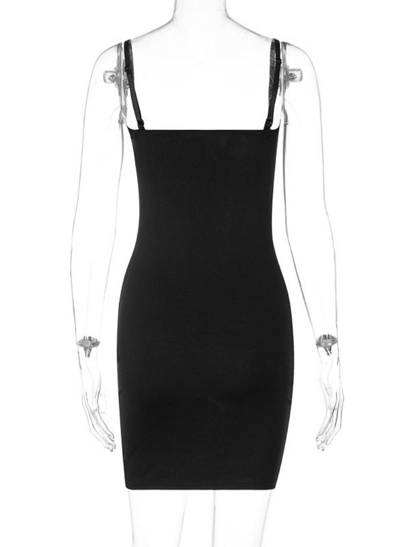 Bursdag Kvinner Svart Bodycon Kjoler Stropper Hals Ryggløs Ermeløs Sommer Casual Pencil Dress - Svart