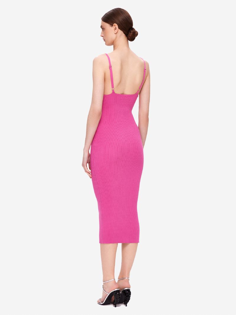 Kvinners Bodycon Kjoler Rose Stropper Hals Ryggløs Elegant Ermeløs Blyantkjole - Rose