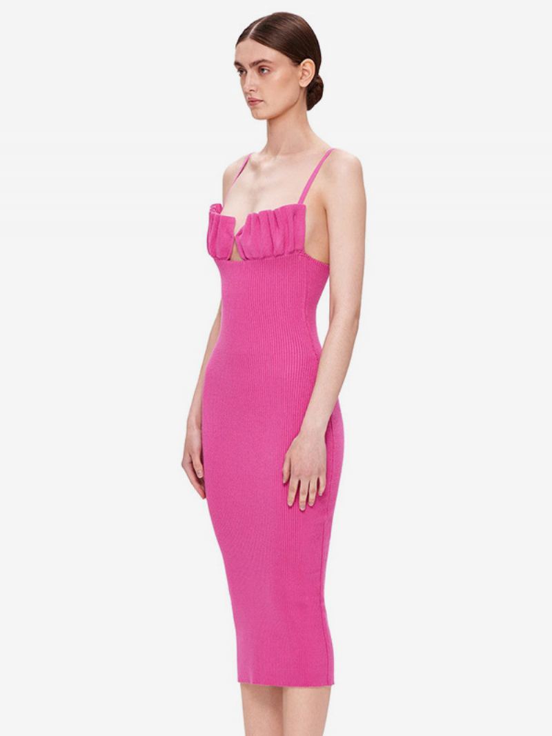 Kvinners Bodycon Kjoler Rose Stropper Hals Ryggløs Elegant Ermeløs Blyantkjole - Rose