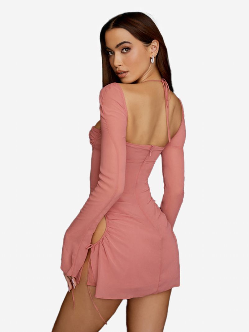 Kvinners Bodycon-kjoler Ryggløs Grime Plissert Foran Sexy Miniblyantkjoler - Rosa