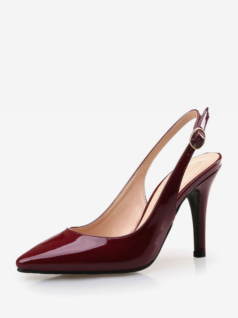 Burgundy Slingback Pumps For Kvinner Laklær Stiletthælpumper