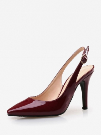 Burgundy Slingback Pumps For Kvinner Laklær Stiletthælpumper