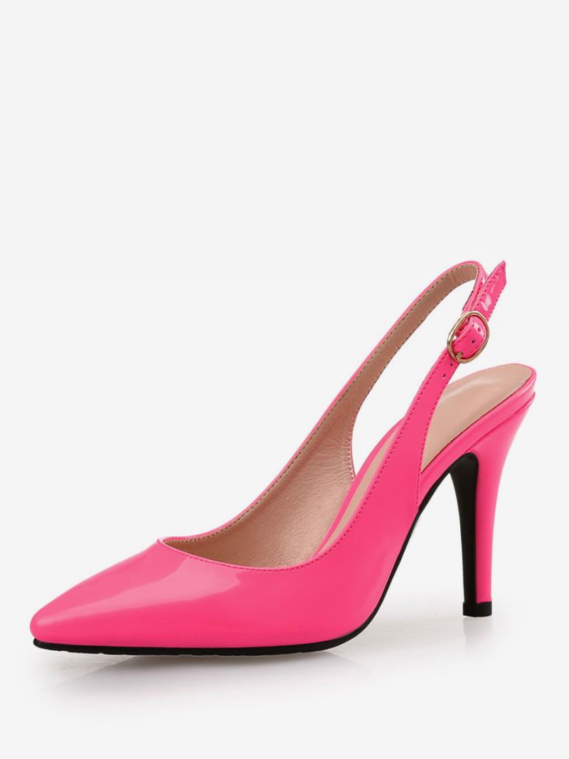 Burgundy Slingback Pumps For Kvinner Laklær Stiletthælpumper - Fuchsia